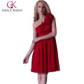 2015 Grace Karin Chiffon One Shoulder Short Red Bridesmaid Dress CL3476